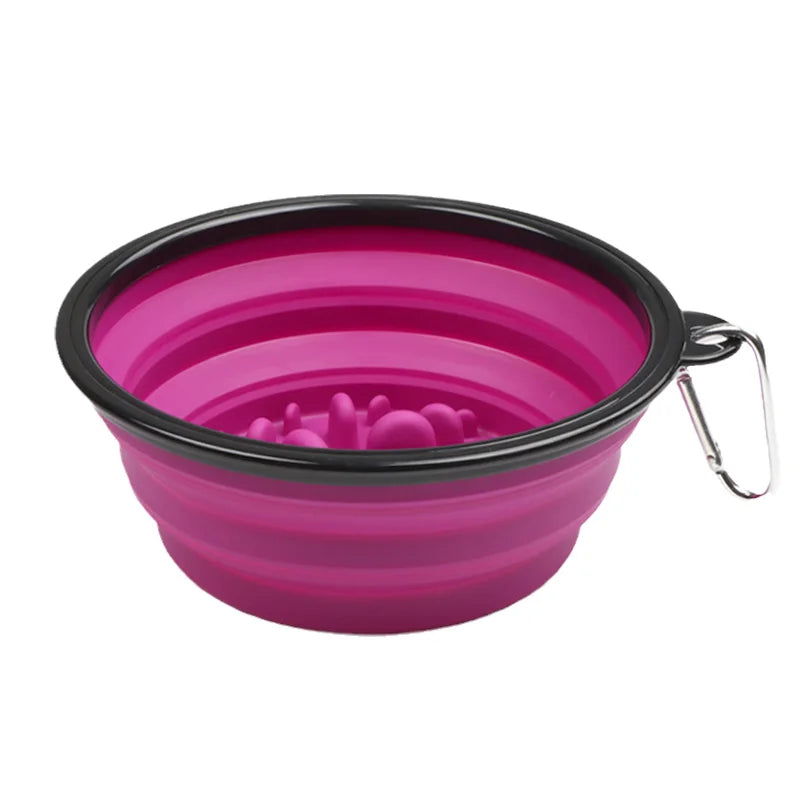 1L Travel Small Big Dog Slow Food Bowl for Dogs Flodable with Buckle Pet Feeder Puppy Dog Cat Bowls Pets Products Gamelle Chien
