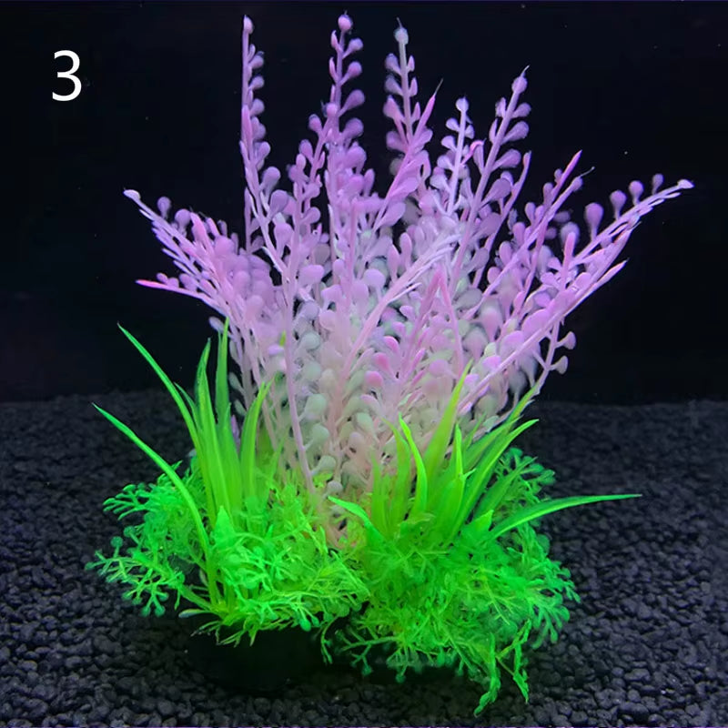 Artificial Aquarium Decor Plants Water Plastic Ornament Aquatic Plant Fish Tank Grass Decoration Accessories 14Cm 12 Kinds