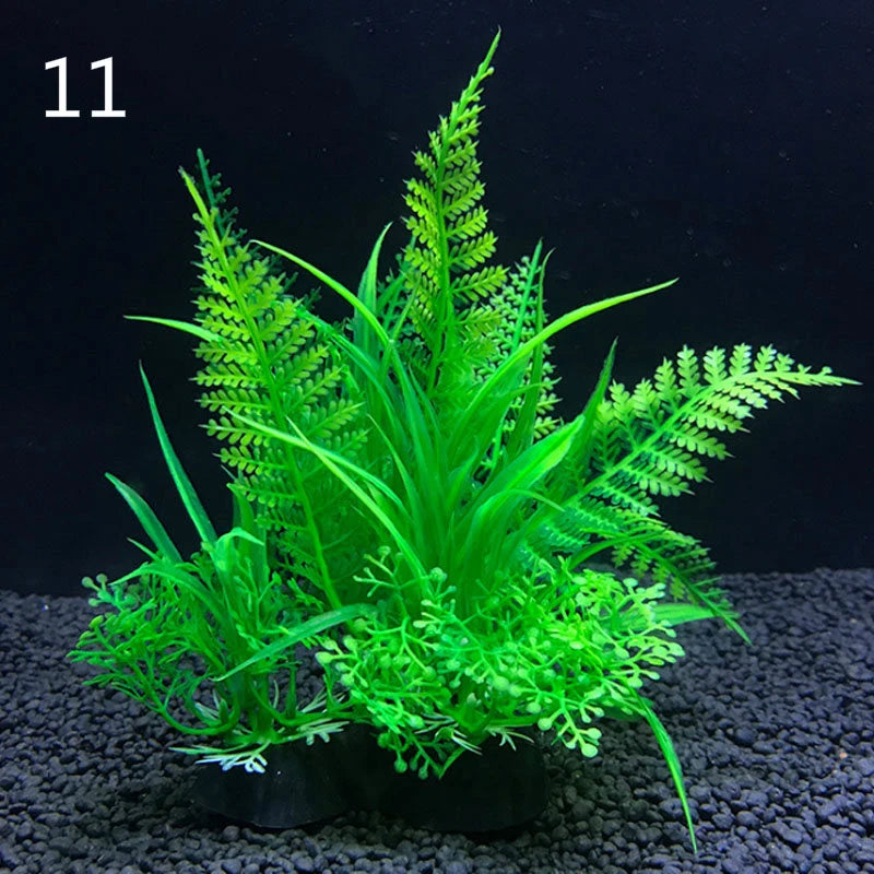 Artificial Aquarium Decor Plants Water Plastic Ornament Aquatic Plant Fish Tank Grass Decoration Accessories 14Cm 12 Kinds