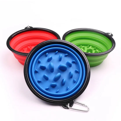 1L Travel Small Big Dog Slow Food Bowl for Dogs Flodable with Buckle Pet Feeder Puppy Dog Cat Bowls Pets Products Gamelle Chien