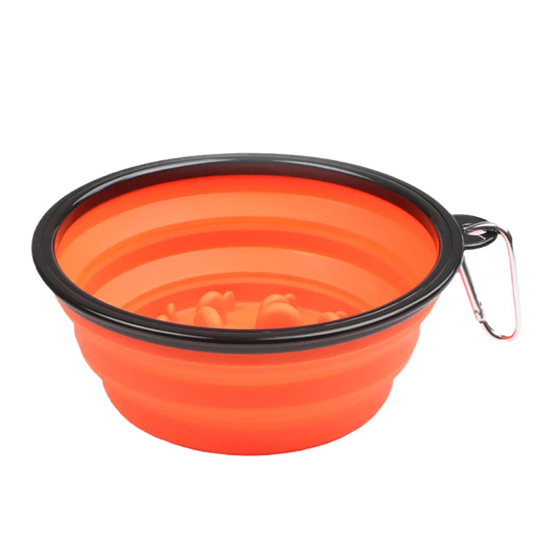 1L Travel Small Big Dog Slow Food Bowl for Dogs Flodable with Buckle Pet Feeder Puppy Dog Cat Bowls Pets Products Gamelle Chien