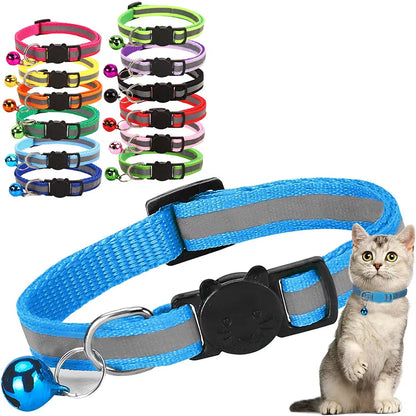 Breakaway Cat Collar with Bell Adjustable Safety Buckle Collar for Boys & Girls Kittens Pet Puppy Dog Small Cat Nylon Neck Strap
