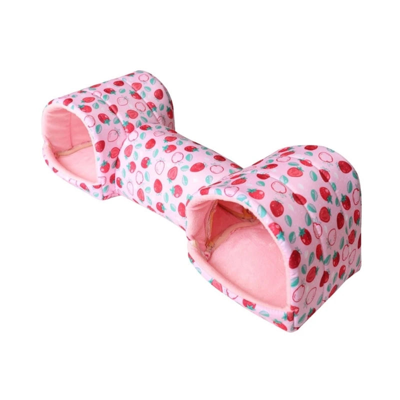 Hamster Tunnel Bed Tunnel Rabbits Toy Soft Cave House for Hamster for Guinea Pigs, Gerbils Molar Toy Bed