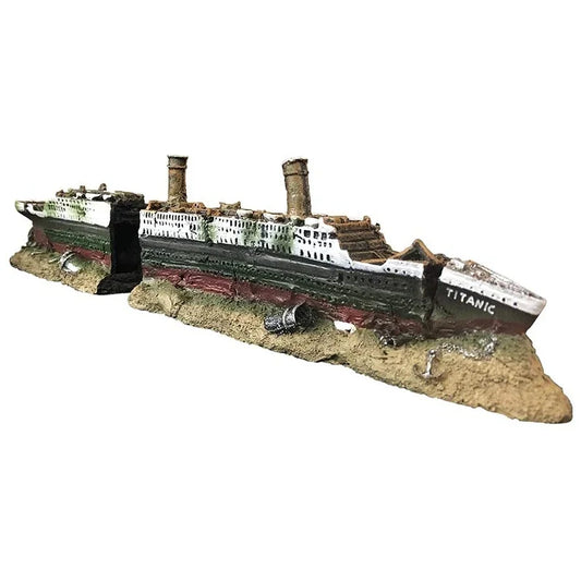 Aquarium Titanic Shipwreck Decorations,Resin Material Ship Decorations,Fish Tank Sunken Ship Ornament Aquarium Environment