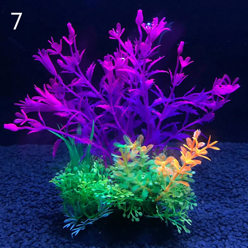 Artificial Aquarium Decor Plants Water Plastic Ornament Aquatic Plant Fish Tank Grass Decoration Accessories 14Cm 12 Kinds