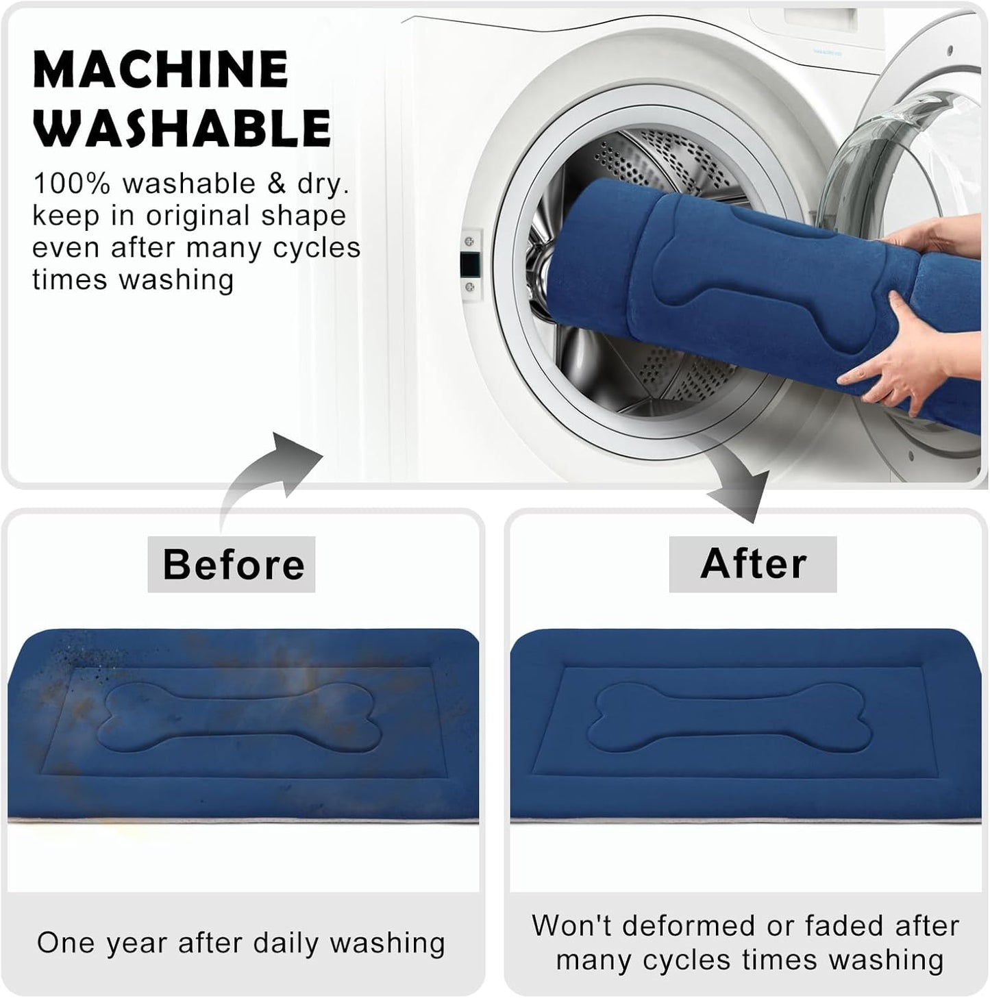 Large Non-Slip Dog Bed Crate Mat - 42" Soft, Washable Mattress for Ultimate Comfort