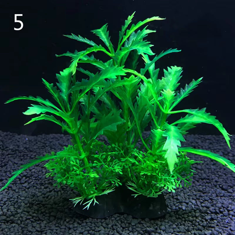 Artificial Aquarium Decor Plants Water Plastic Ornament Aquatic Plant Fish Tank Grass Decoration Accessories 14Cm 12 Kinds