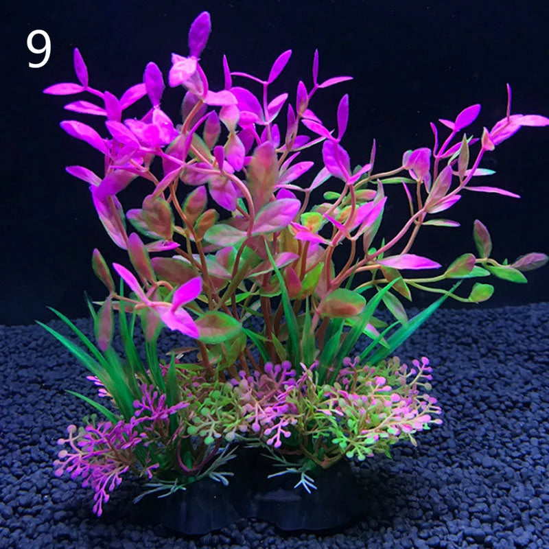 Artificial Aquarium Decor Plants Water Plastic Ornament Aquatic Plant Fish Tank Grass Decoration Accessories 14Cm 12 Kinds