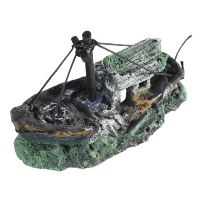 Aquarium Sunken Ship Decoration Resin Fishtank Ornaments Hideout for Hermit 12.5*6*10Cm Mini Retro Boat Statues