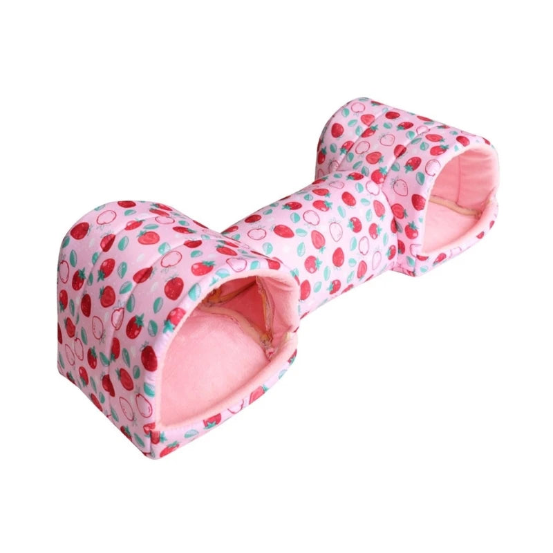 Hamster Tunnel Bed Tunnel Rabbits Toy Soft Cave House for Hamster for Guinea Pigs, Gerbils Molar Toy Bed