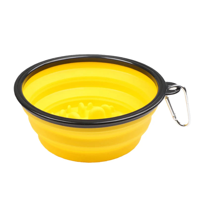 1L Travel Small Big Dog Slow Food Bowl for Dogs Flodable with Buckle Pet Feeder Puppy Dog Cat Bowls Pets Products Gamelle Chien