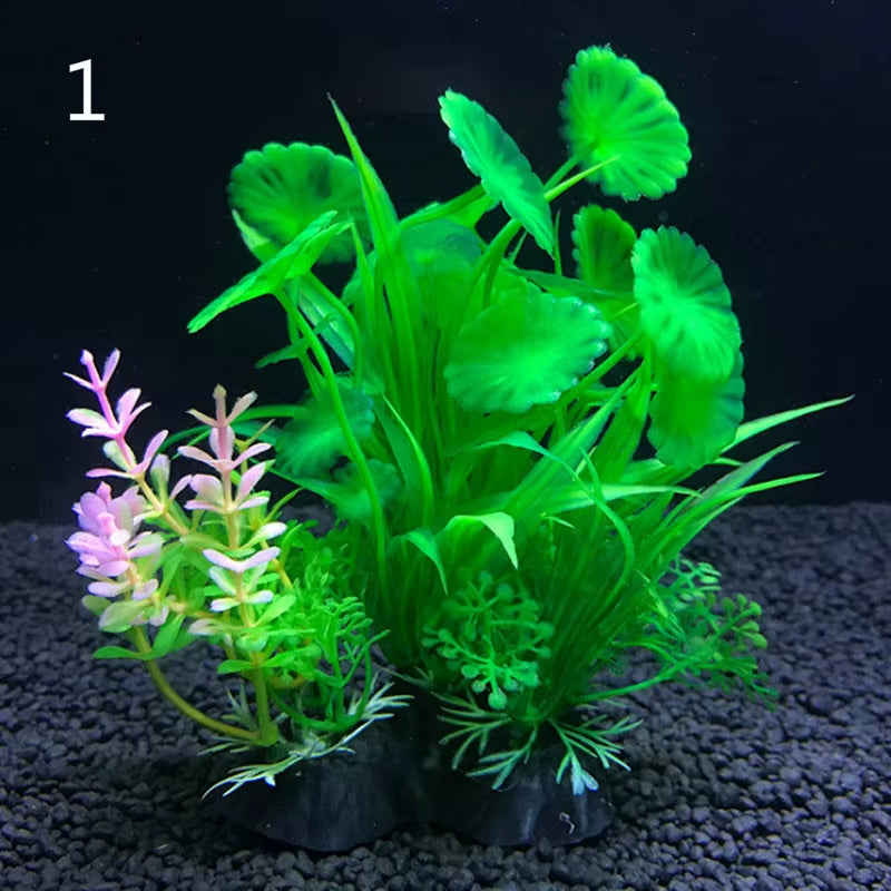 Artificial Aquarium Decor Plants Water Plastic Ornament Aquatic Plant Fish Tank Grass Decoration Accessories 14Cm 12 Kinds