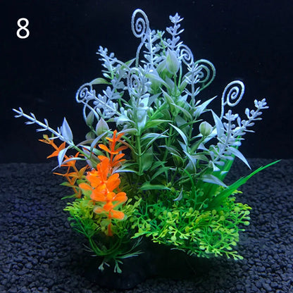 Artificial Aquarium Decor Plants Water Plastic Ornament Aquatic Plant Fish Tank Grass Decoration Accessories 14Cm 12 Kinds
