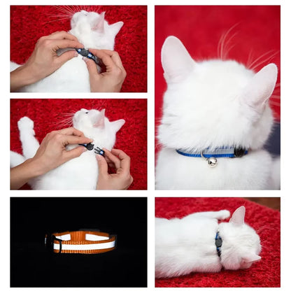 Breakaway Cat Collar with Bell Adjustable Safety Buckle Collar for Boys & Girls Kittens Pet Puppy Dog Small Cat Nylon Neck Strap