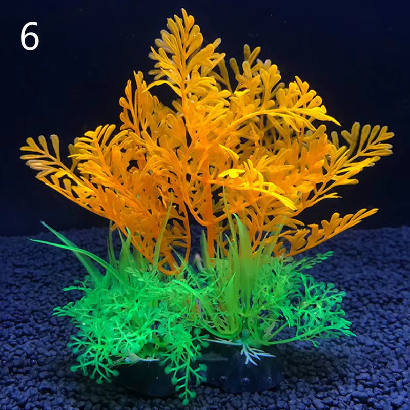 Artificial Aquarium Decor Plants Water Plastic Ornament Aquatic Plant Fish Tank Grass Decoration Accessories 14Cm 12 Kinds