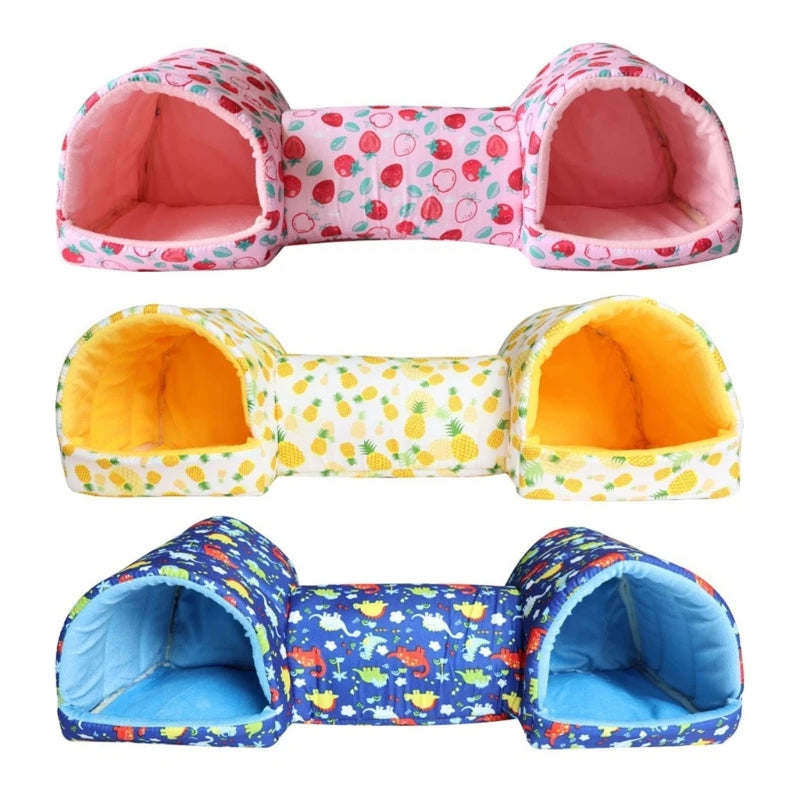 Hamster Tunnel Bed Tunnel Rabbits Toy Soft Cave House for Hamster for Guinea Pigs, Gerbils Molar Toy Bed