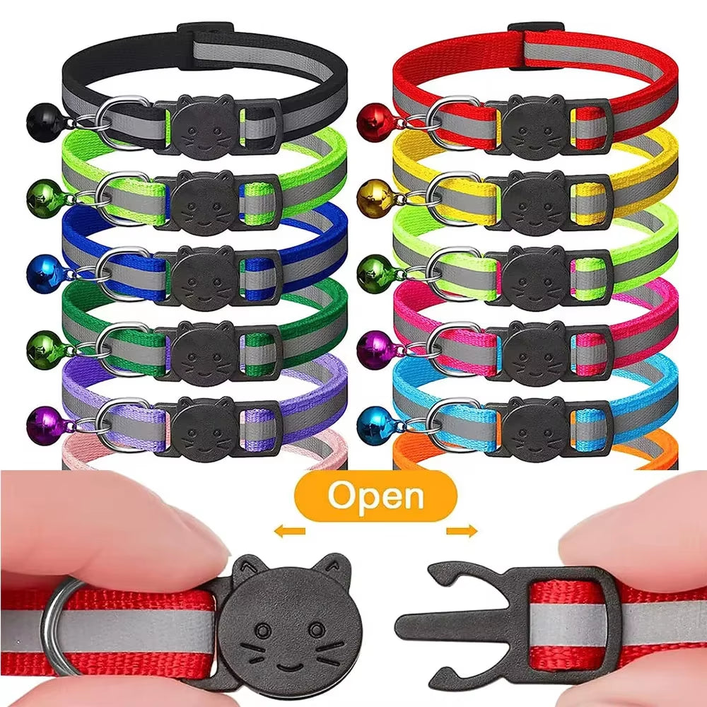 Breakaway Cat Collar with Bell Adjustable Safety Buckle Collar for Boys & Girls Kittens Pet Puppy Dog Small Cat Nylon Neck Strap