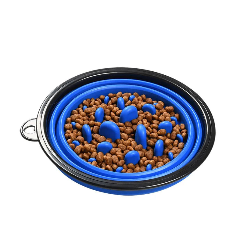 1L Travel Small Big Dog Slow Food Bowl for Dogs Flodable with Buckle Pet Feeder Puppy Dog Cat Bowls Pets Products Gamelle Chien