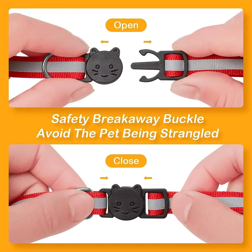 Breakaway Cat Collar with Bell Adjustable Safety Buckle Collar for Boys & Girls Kittens Pet Puppy Dog Small Cat Nylon Neck Strap