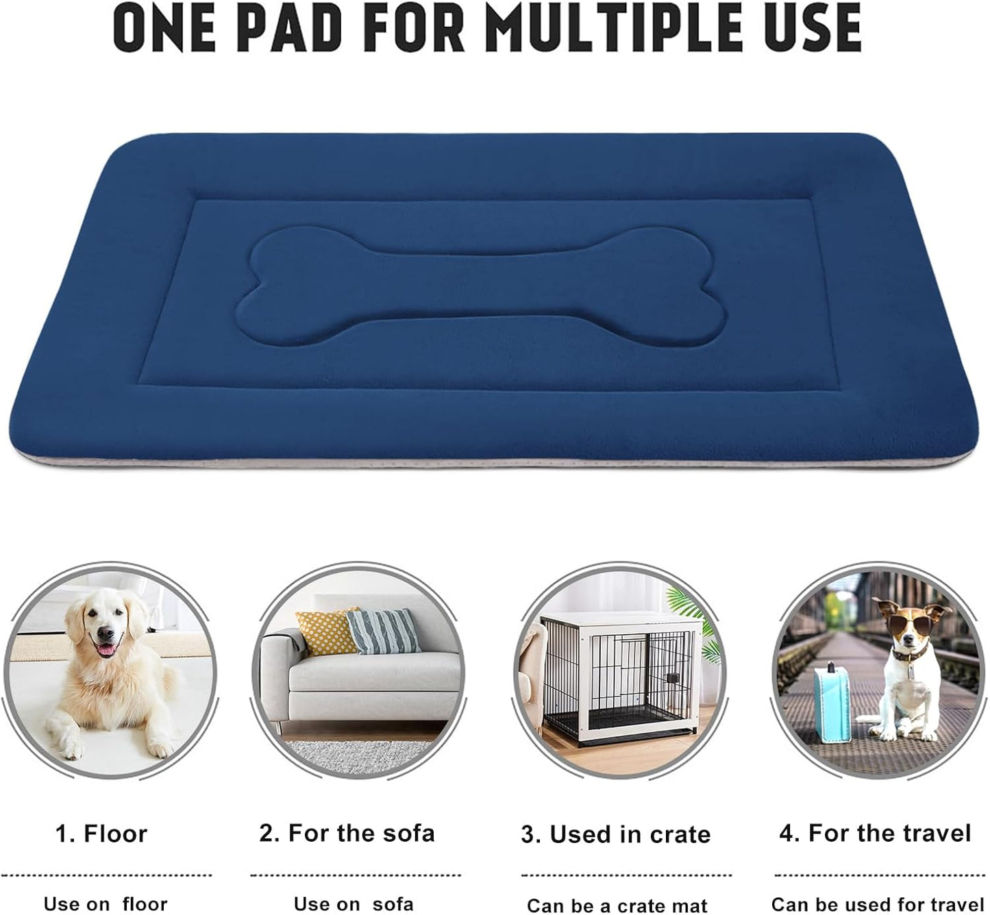 Large Non-Slip Dog Bed Crate Mat - 42" Soft, Washable Mattress for Ultimate Comfort