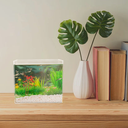 M Size Mini Aquarium Transparent Fish Tank Desktop Square Betta Bowl Fish Bowl Small Fish Tank Plastic Aquarium Pet Products